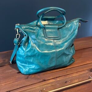Teal Leather Tote Bag